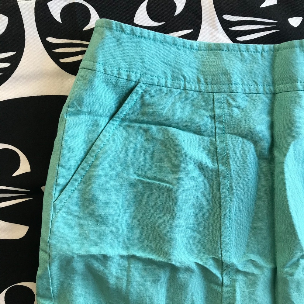 Linen Teal Turquoise Knee Length Skirt Kasper 16W - Picture 4 of 9
